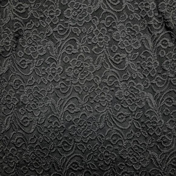 Susan Graver Occasions Black Button Mock Neck Lace Floral 3/4 Sleeve Top Medium - Picture 7 of 8